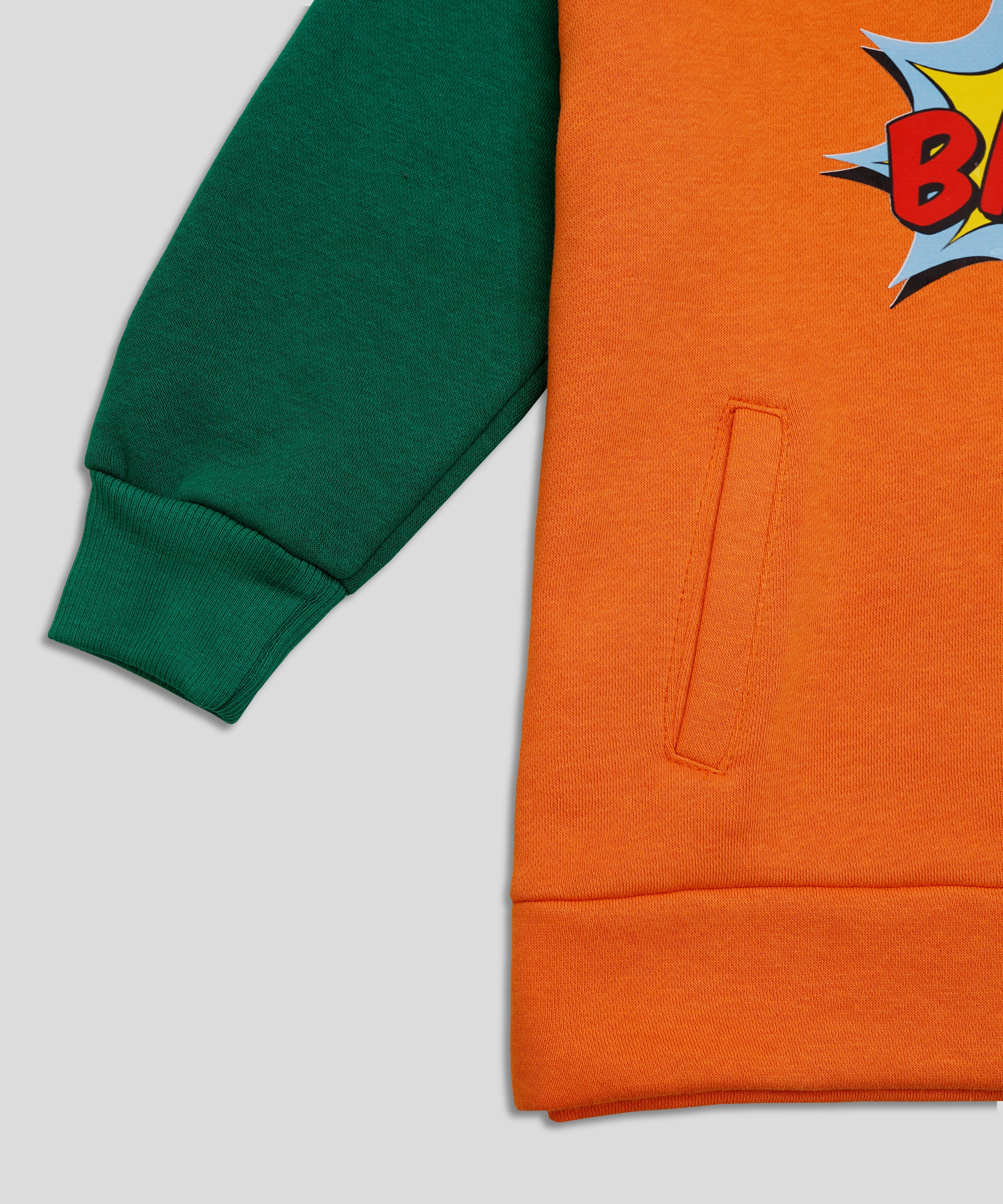 Infant Dark Green and Yellow Fleece Tracksuit with Reglan Style Hoodie
