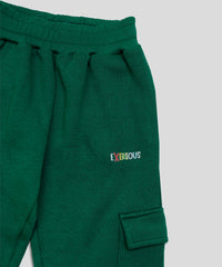 Infant Dark Green and Yellow Fleece Tracksuit with Reglan Style Hoodie